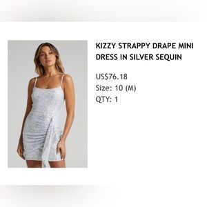 Showpo Kizzy Strappy Drape Mini Dress in Silver Sequin